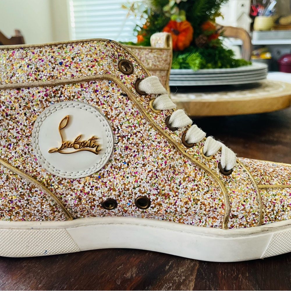 Christian Louboutin Gold Glittered High Tops 35.5 Women’s